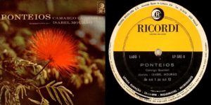 Capa e selo de um dos LPs com a primeira gravação integral (1961), pela pianista Isabel Mourão, dos 50 Ponteios de Camargo Guarnieri.